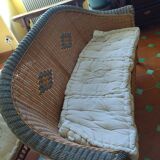 Sofa bench. Vintage rattan