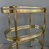 Table, Rolling Bar, Gilded Brass Serving Trolley, 1960s, 20th Century