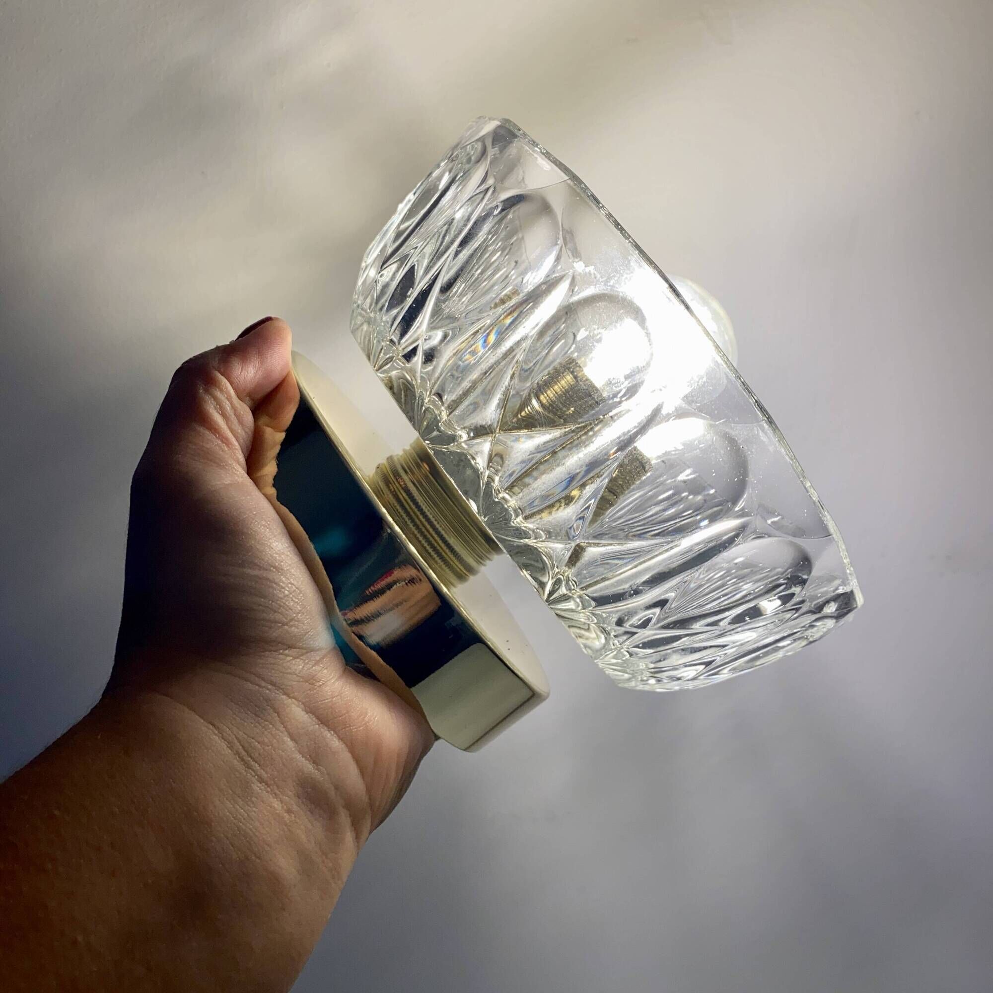 Vintage molded glass lampshade wall light - tableware collection -