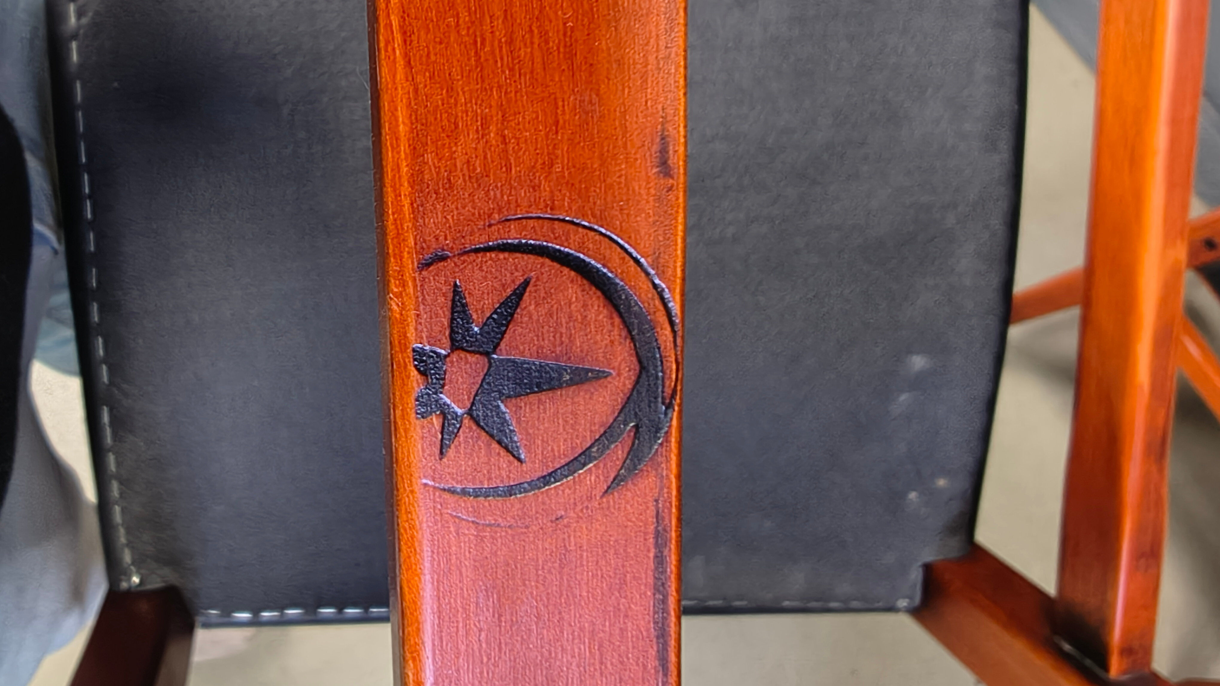 Vintage Spanish leather and wood dining chairs, set of 6 - 1970s