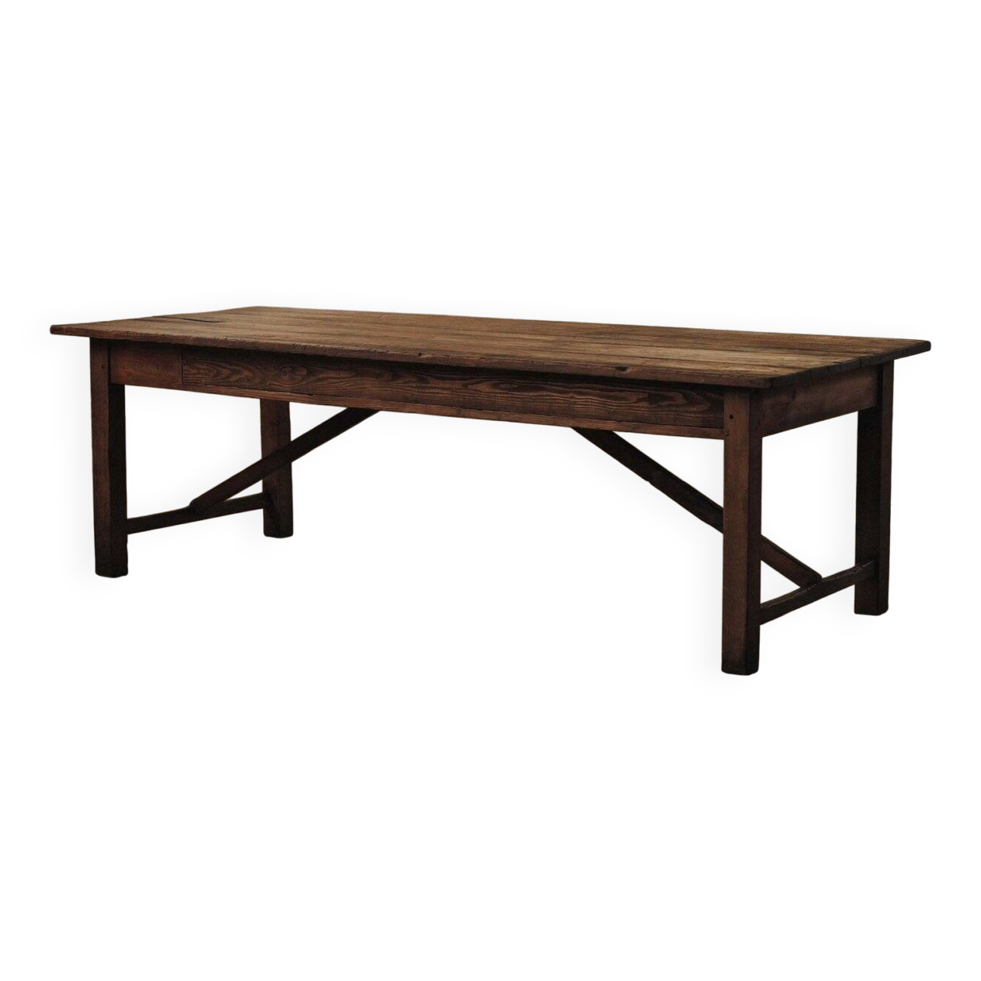 Large farmhouse table in solid pine – Auvergne, around 1900