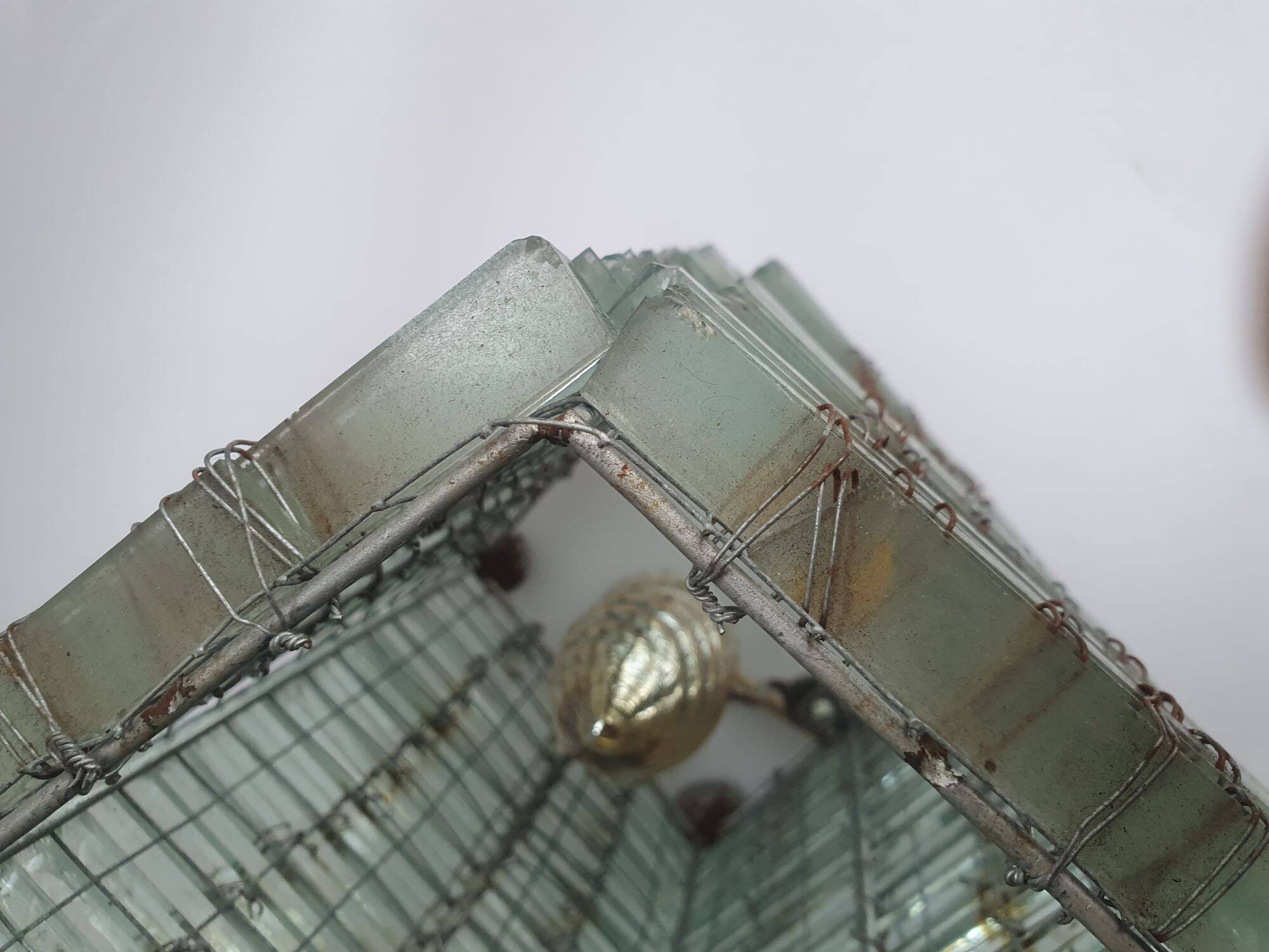 Pair of 80s glass slat lamps