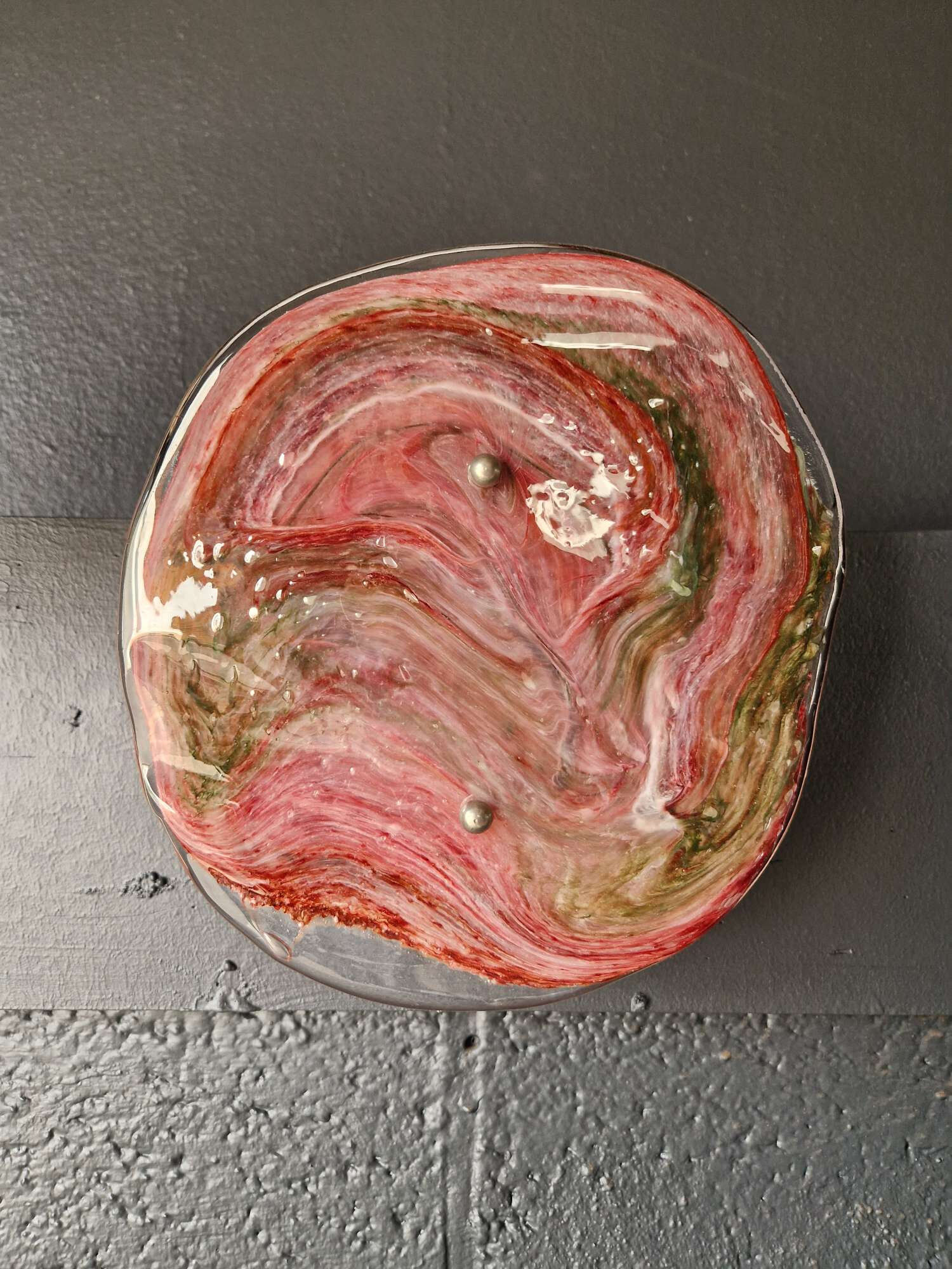 Pink veined blown Murano glass wall light, 1970s