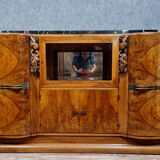 Curved Art Deco era row in light wood circa 1930-1940