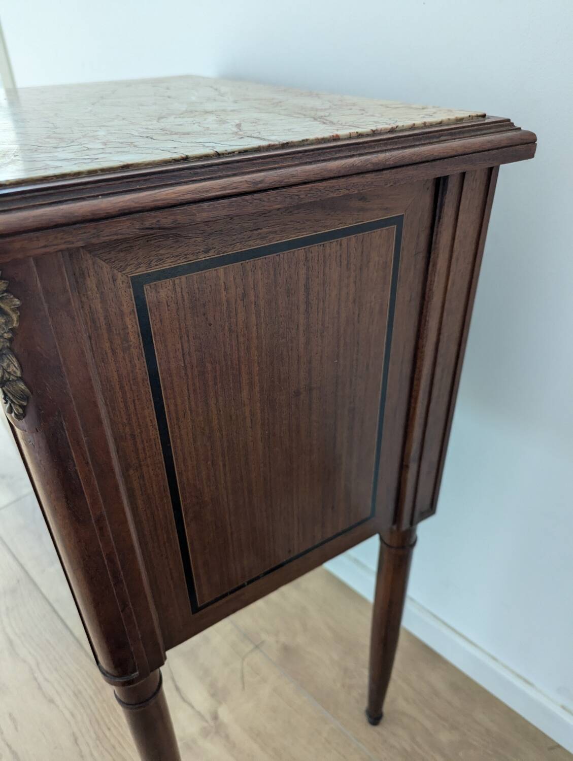 Louis XVI style bedside cabinet signed