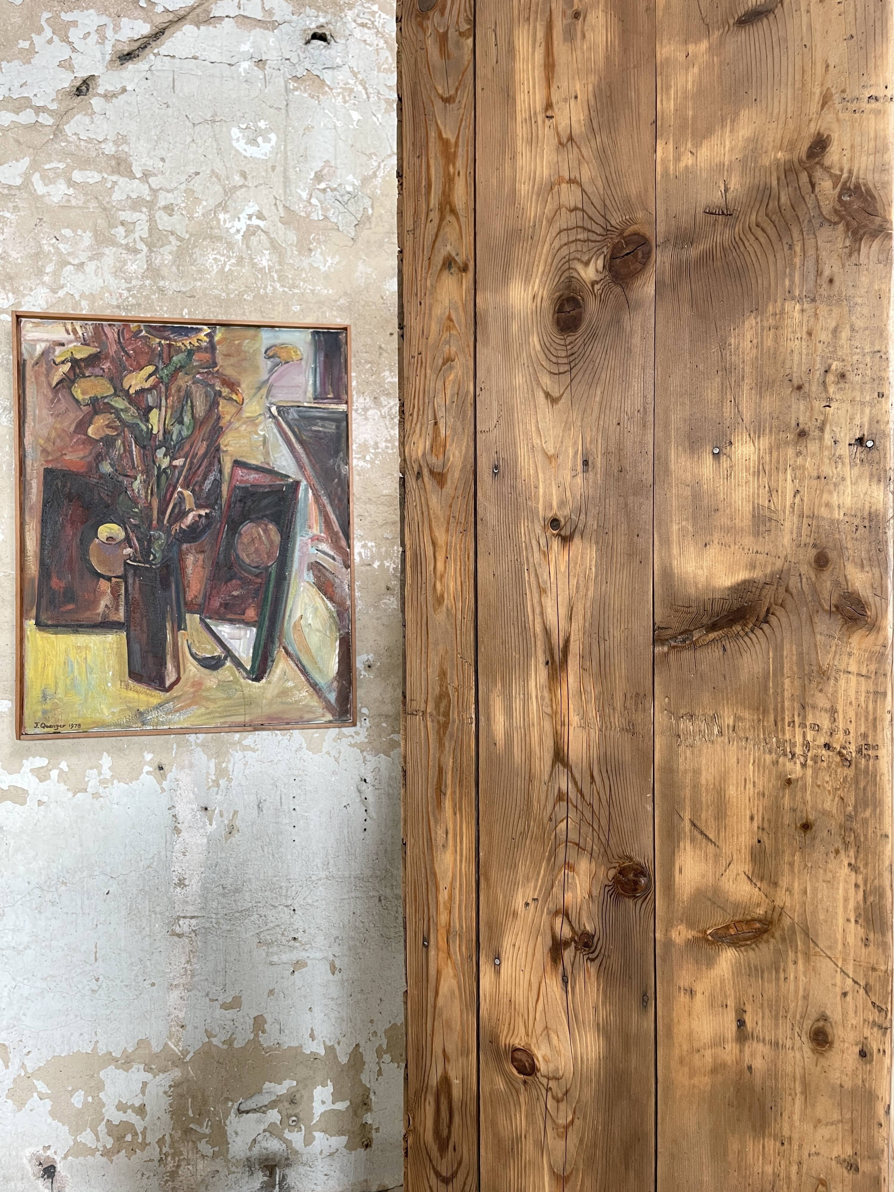 Artisanal workshop bank in patinated wood, circa 1950.