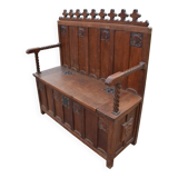 banc coffre en bois sculpté