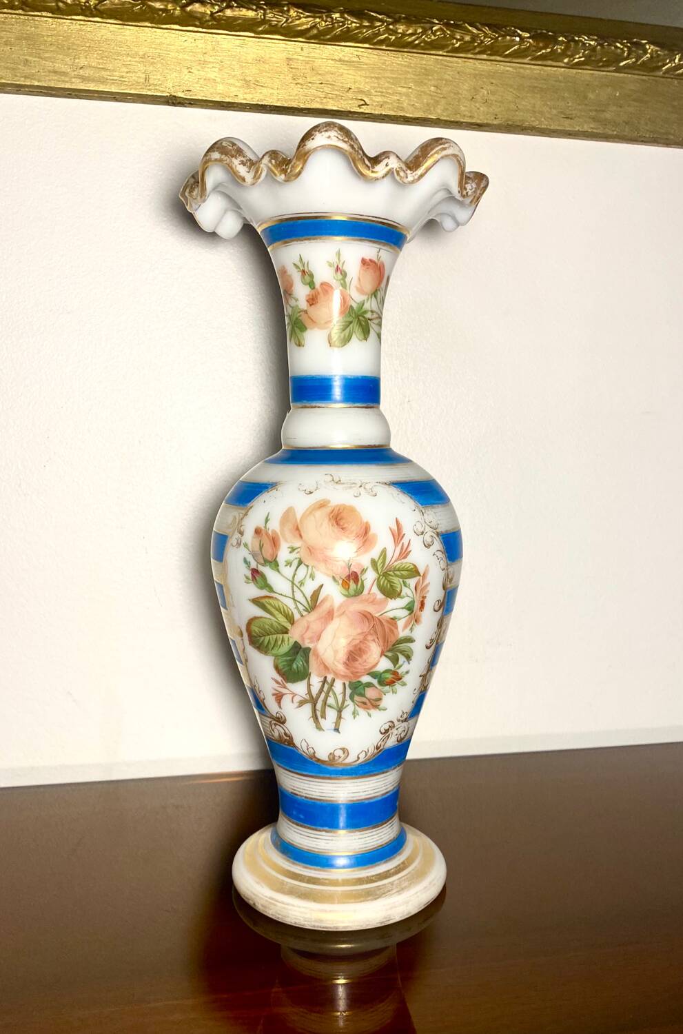 Jean-françois robert baccarat vase opaline peint main