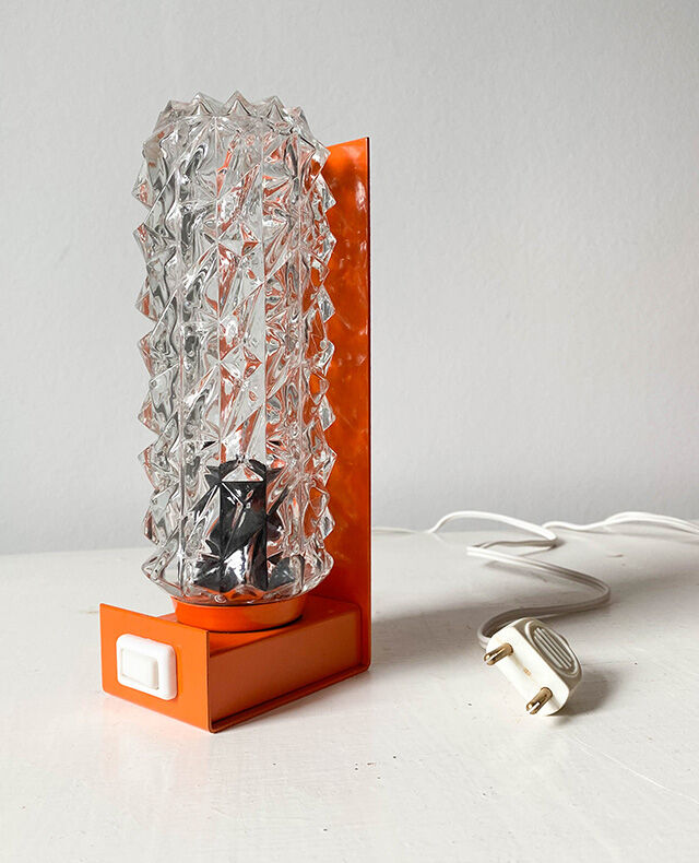 Lamp / wall lamp metal orange diamond globe 70s