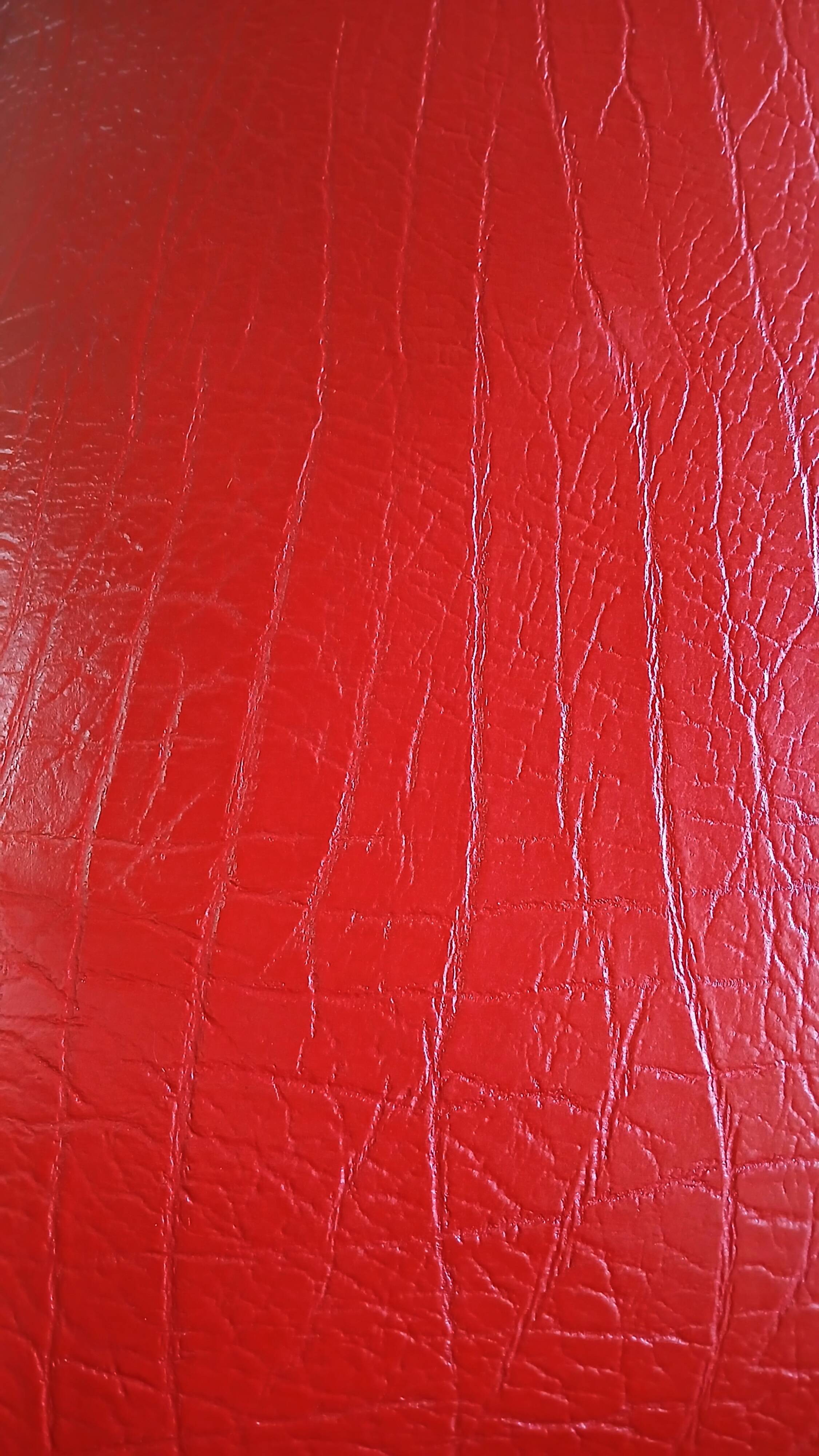 Compass leg armchair in solid beech & red crocodile-effect faux leather