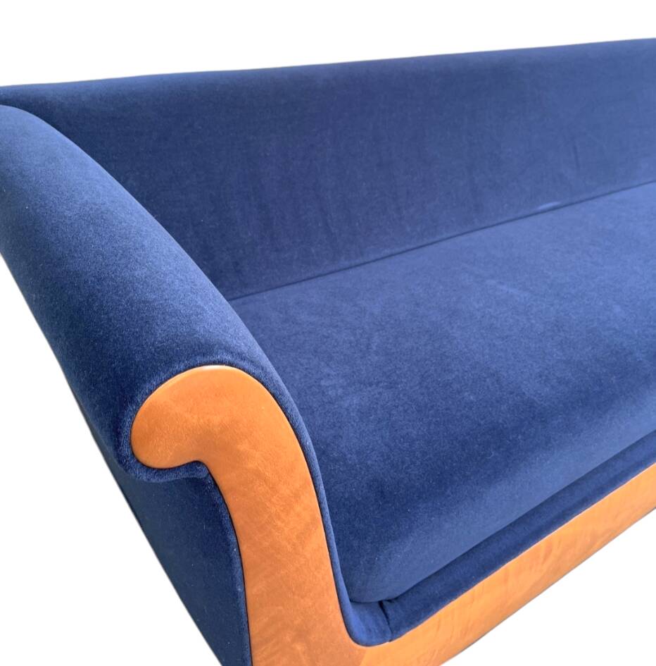 Primafila sofa by Luca Meda in blue velvet for Molteni & Co / 1991