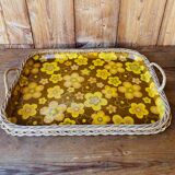 Vintage woven rattan tray