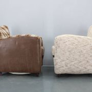 Paire de grands fauteuils club italiens des années 1940
