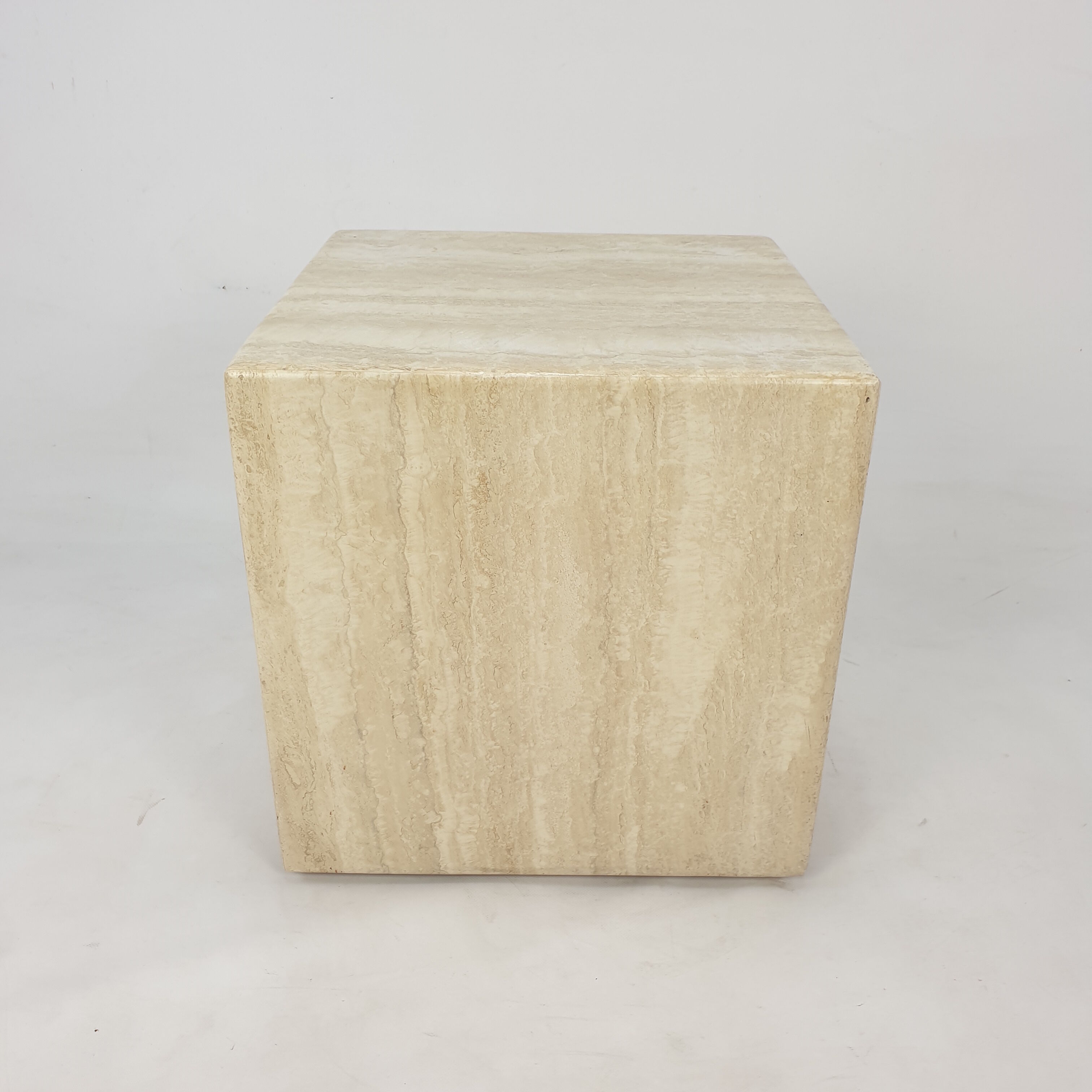Italian Travertine Side Table, 1980's