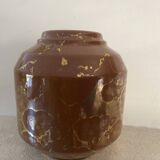 Brown ceramic vase with gilding by Lucien Brisdoux