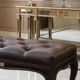 Neoclassical design stool Sibelius - Wenge and beech capitonné