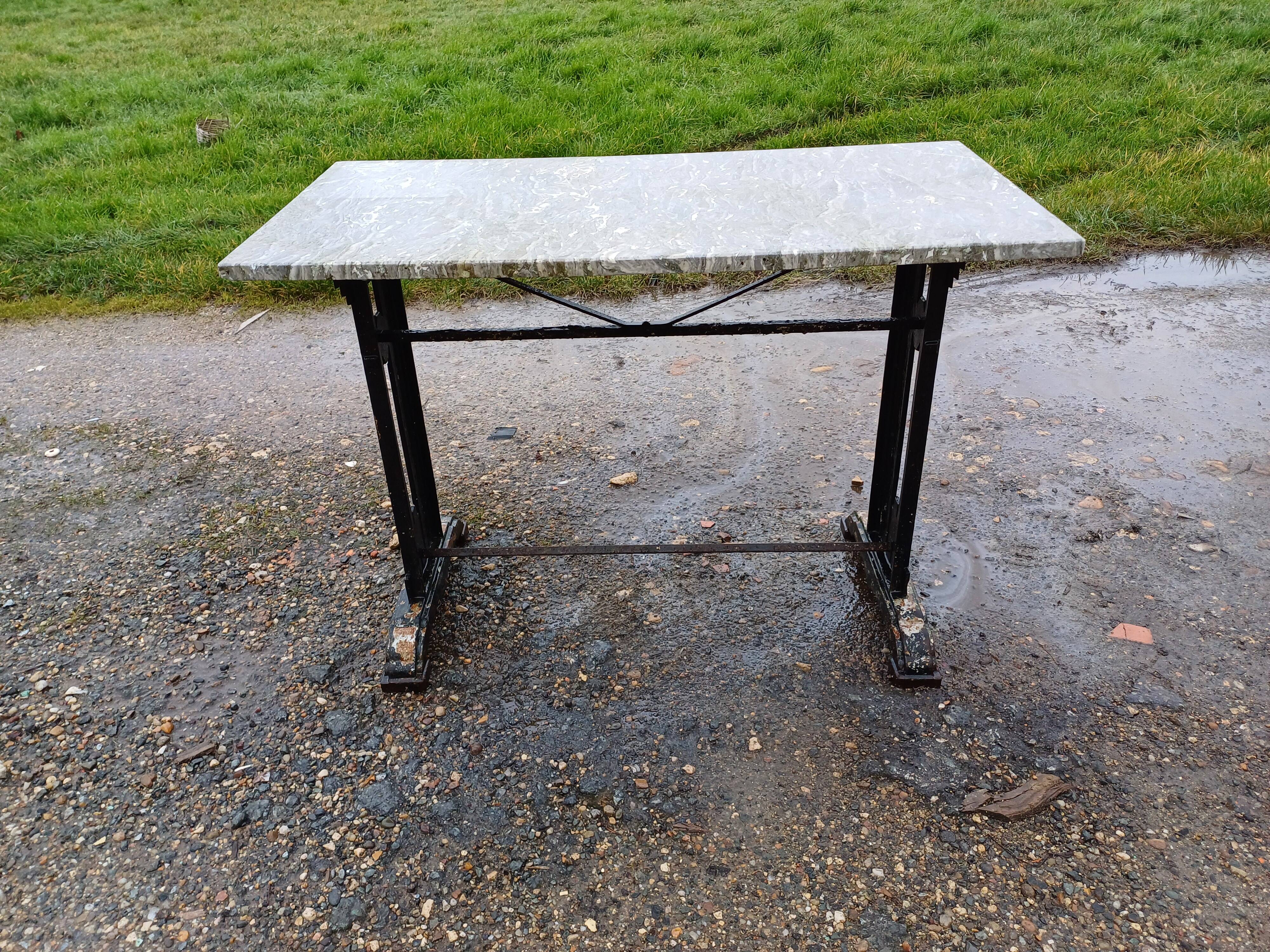 Art Deco Cast Iron and Marble Bistro Table