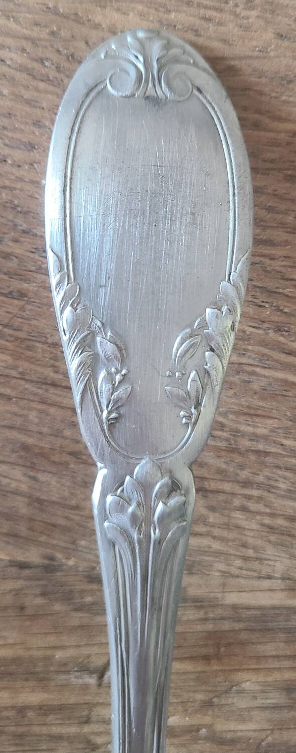 Set of 12 antique silver-plated metal soup spoons