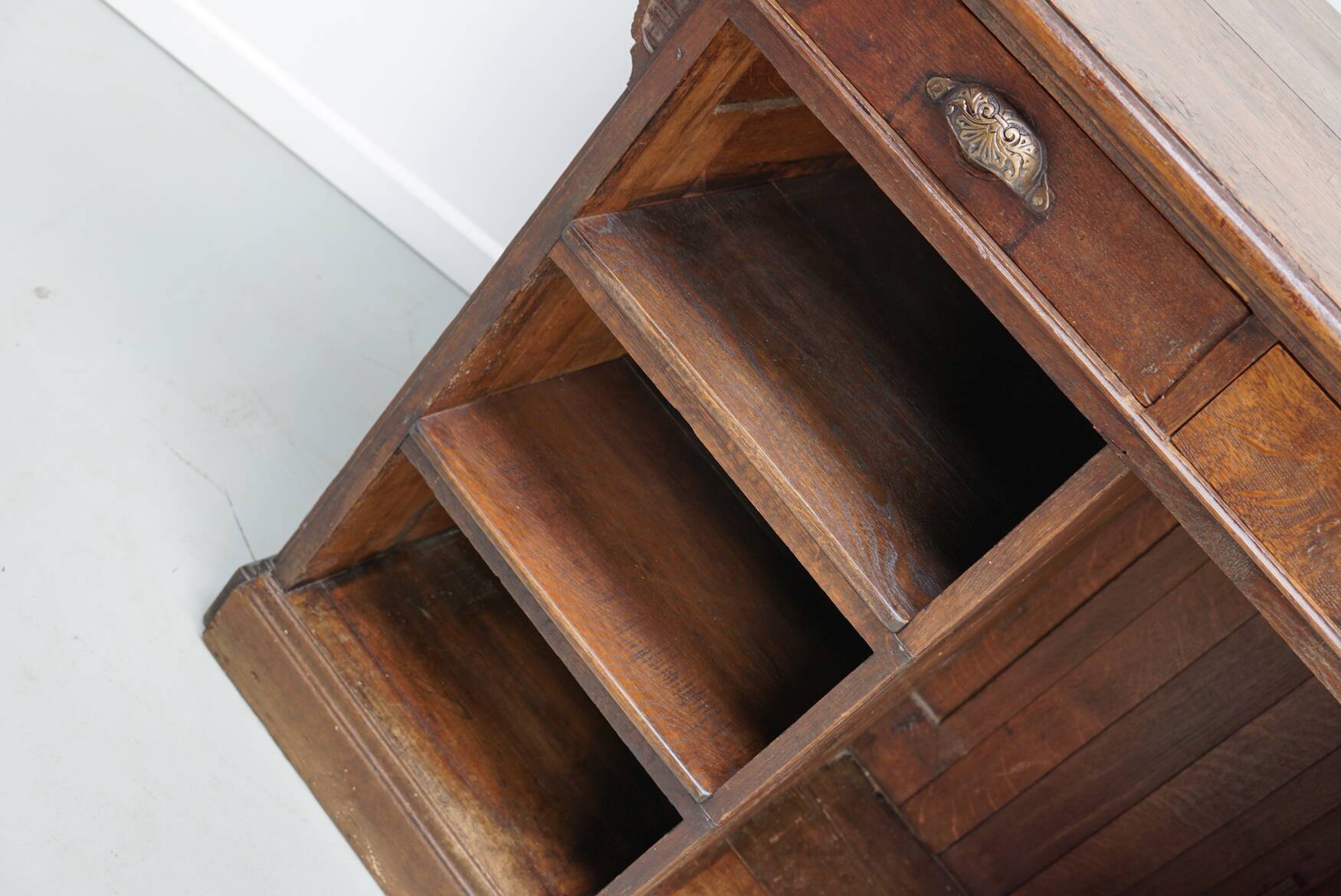 Antique French Oak Shop Counter Cabinet / Shelving Unit, 19th Century