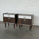 Pair of Vintage 1960s Nightstands — Rosewood & White Formica