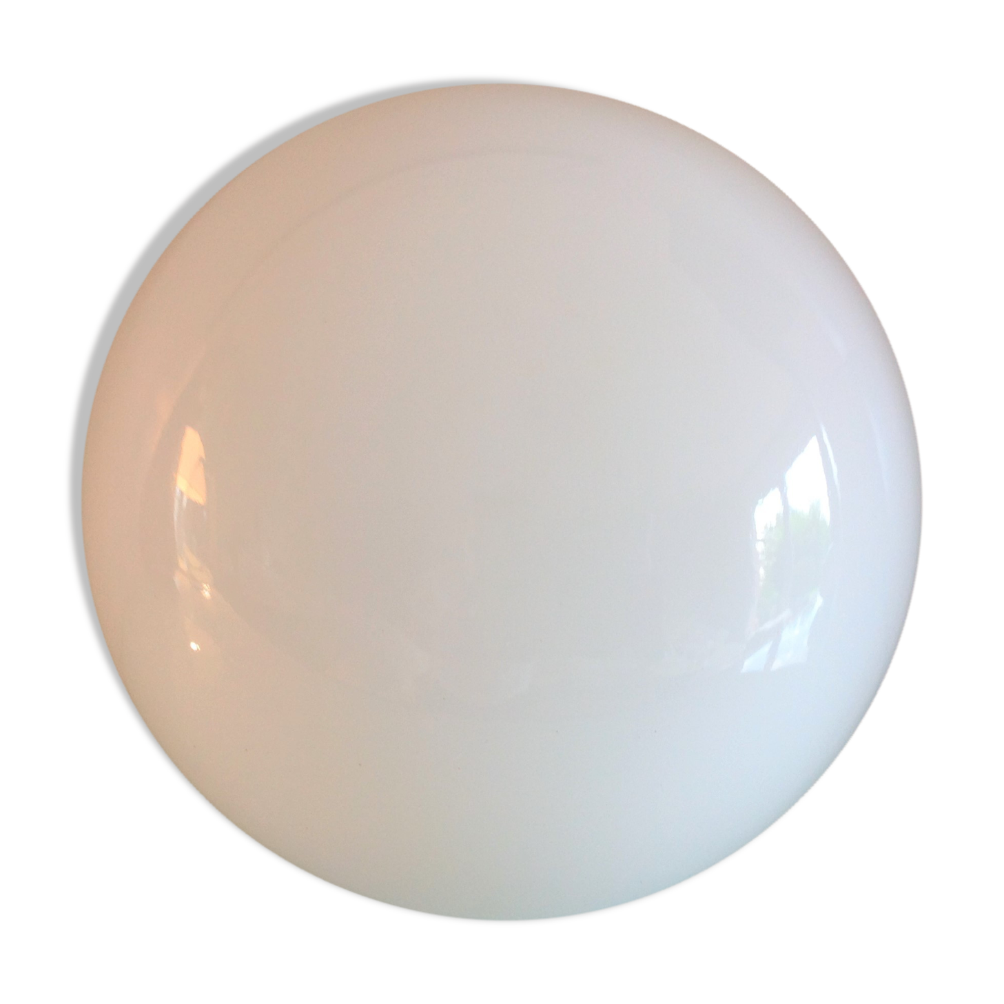Half moon ceiling lamp in vintage white opaline 60s-70s