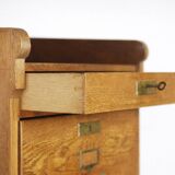 Vintage Industrial English Oak Filing Cabinet with Drawers, 1920s