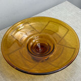 Large Art Deco amber glass bowl