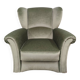 Vintage armchair in light green fabric from the 70s