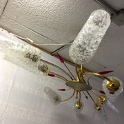 Lustre 8 brass lights and blown glass - 60s