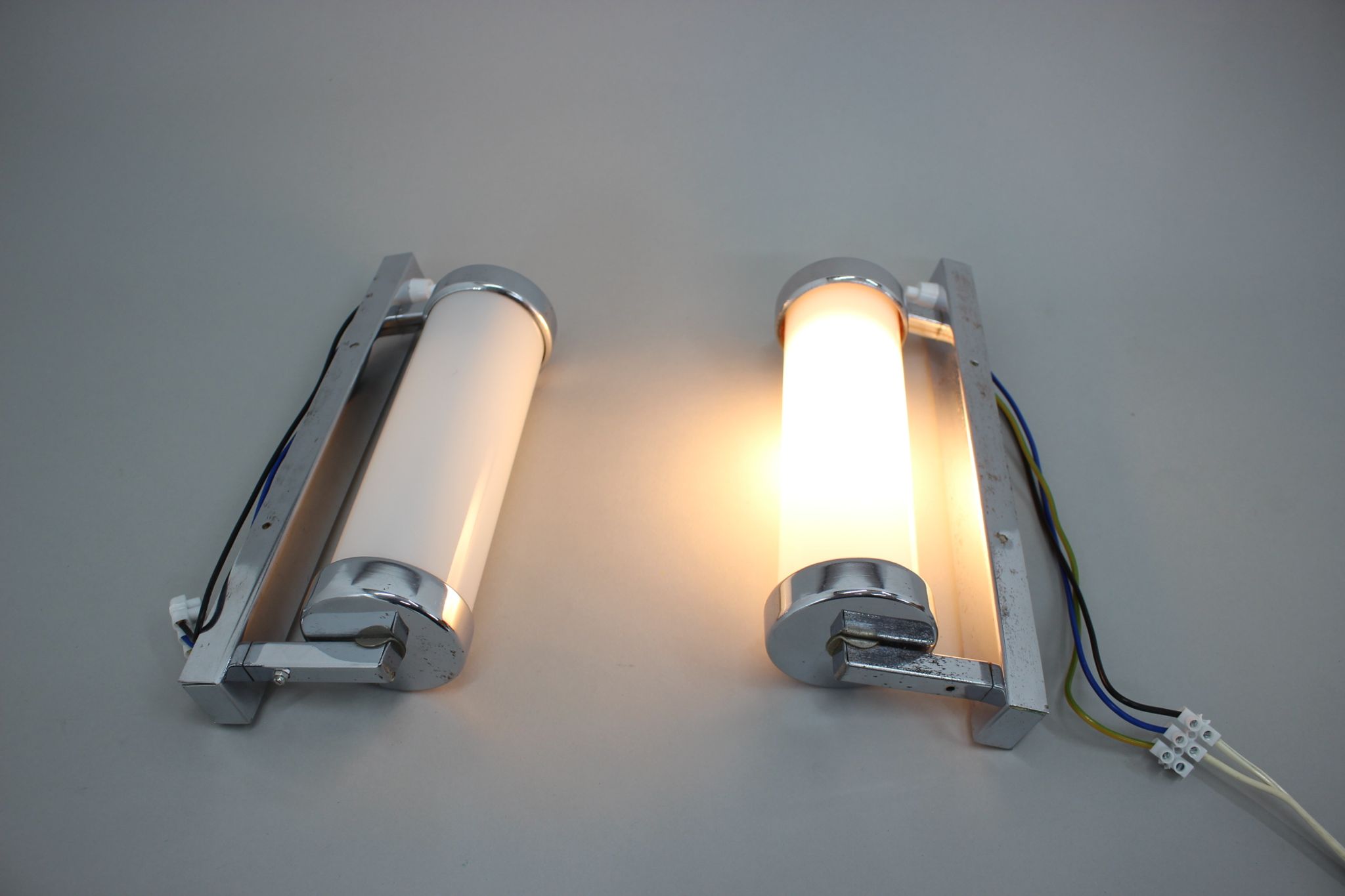 Set of Two Bauhaus Wall Lamps, Czechoslovakia, 1930s