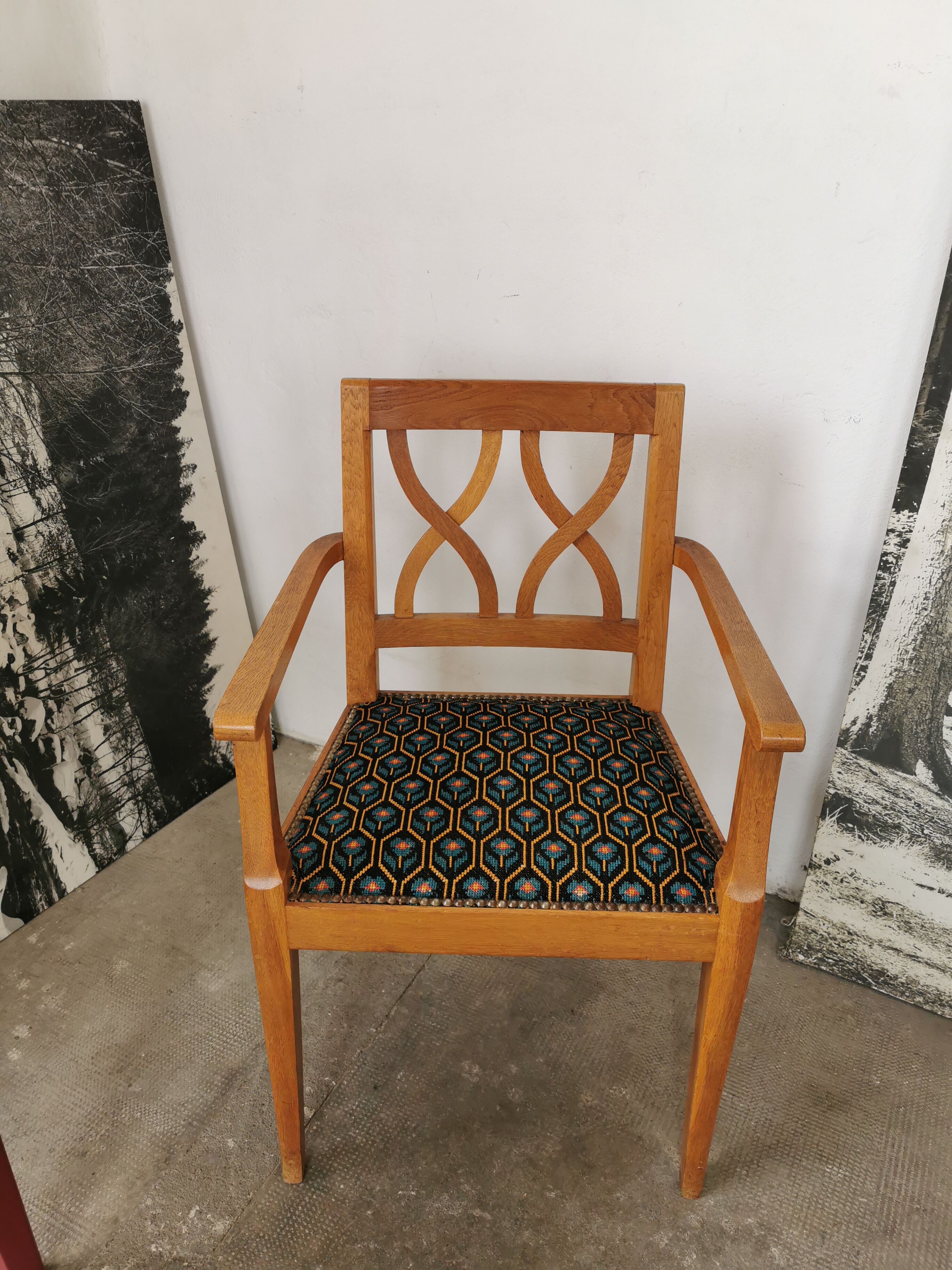 Art deco oak armchair 1940/1950