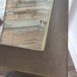 Table basse vintage en laiton et verre biseauté