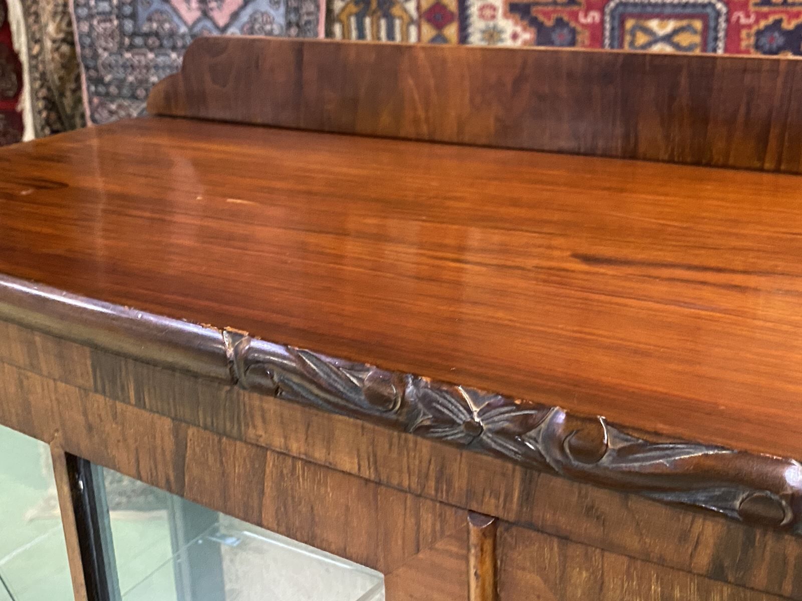 English art deco walnut showcase