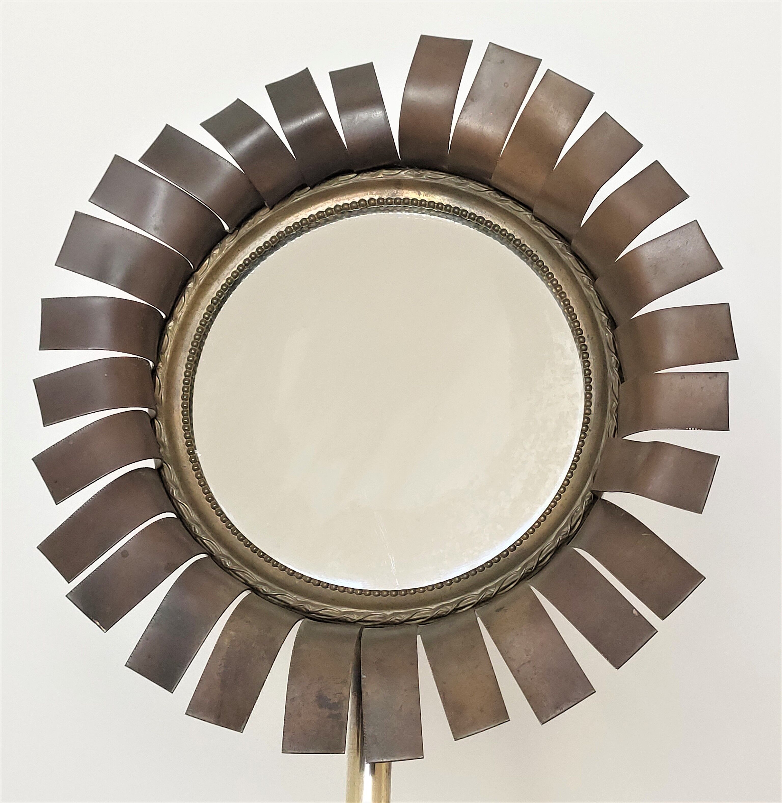 Copper and brass flower mirror by Vinay 60s