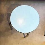 Round stool in blue formica