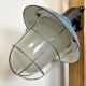 Industrial Blue Painted Factory Wall Cage Lamp from Elektrosvit, 1960s