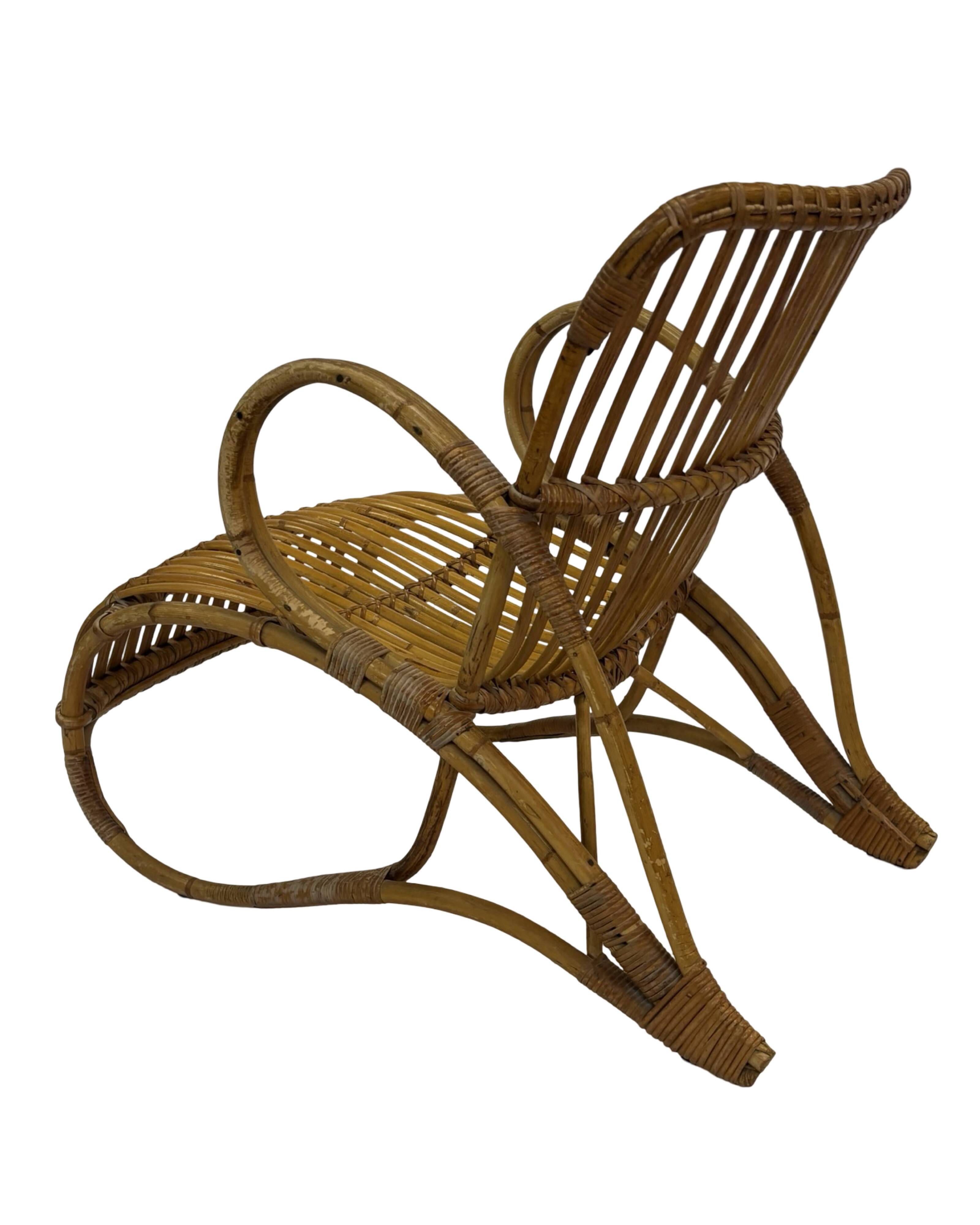 Vintage Rattan Chair Dirk Van Sliedregt Rohe Noordwolde 1960