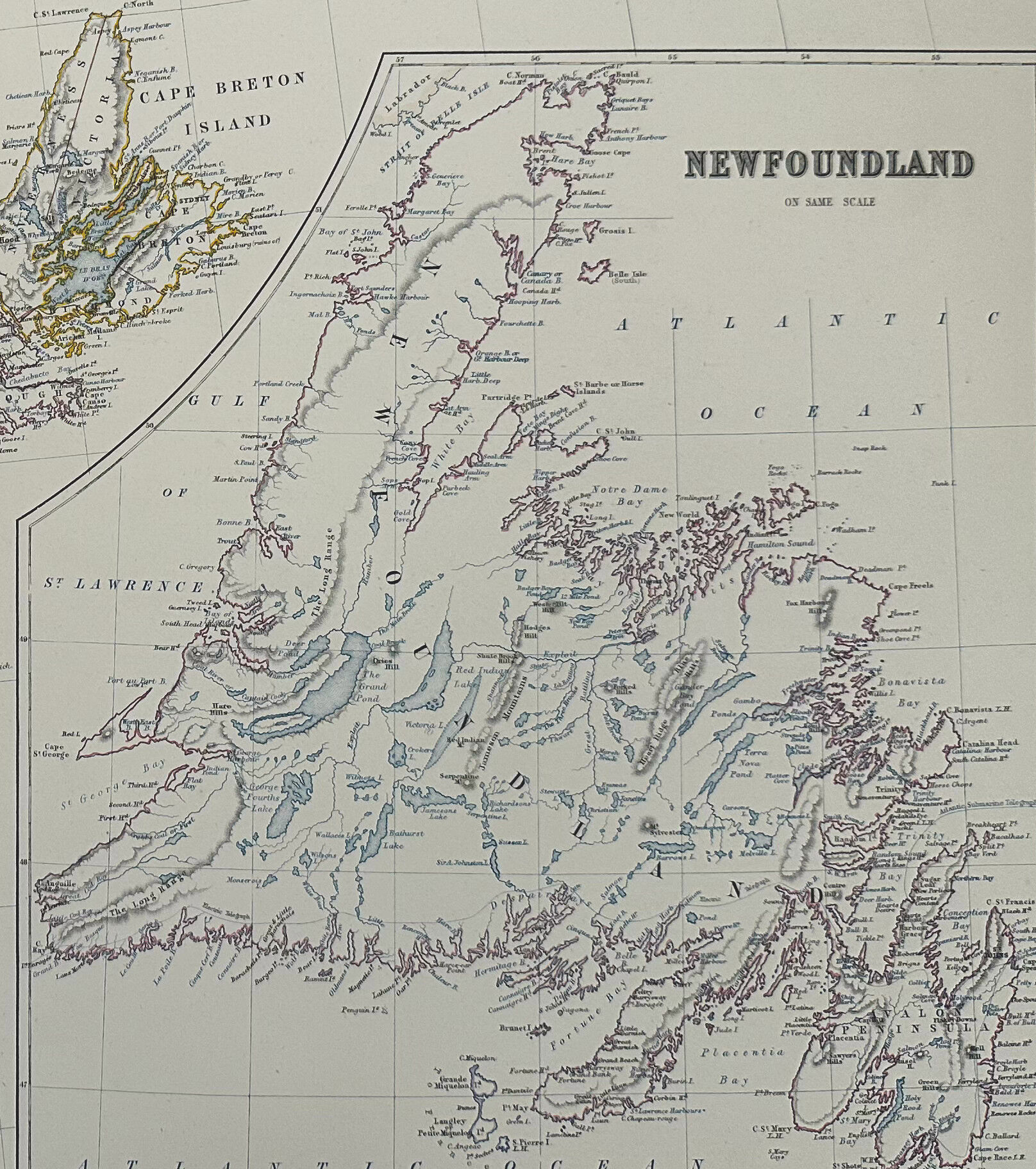 Antique Map of Canada (Eastern Sheet) circa 1869 Keith Johnston Royal Atlas Hand coloured map