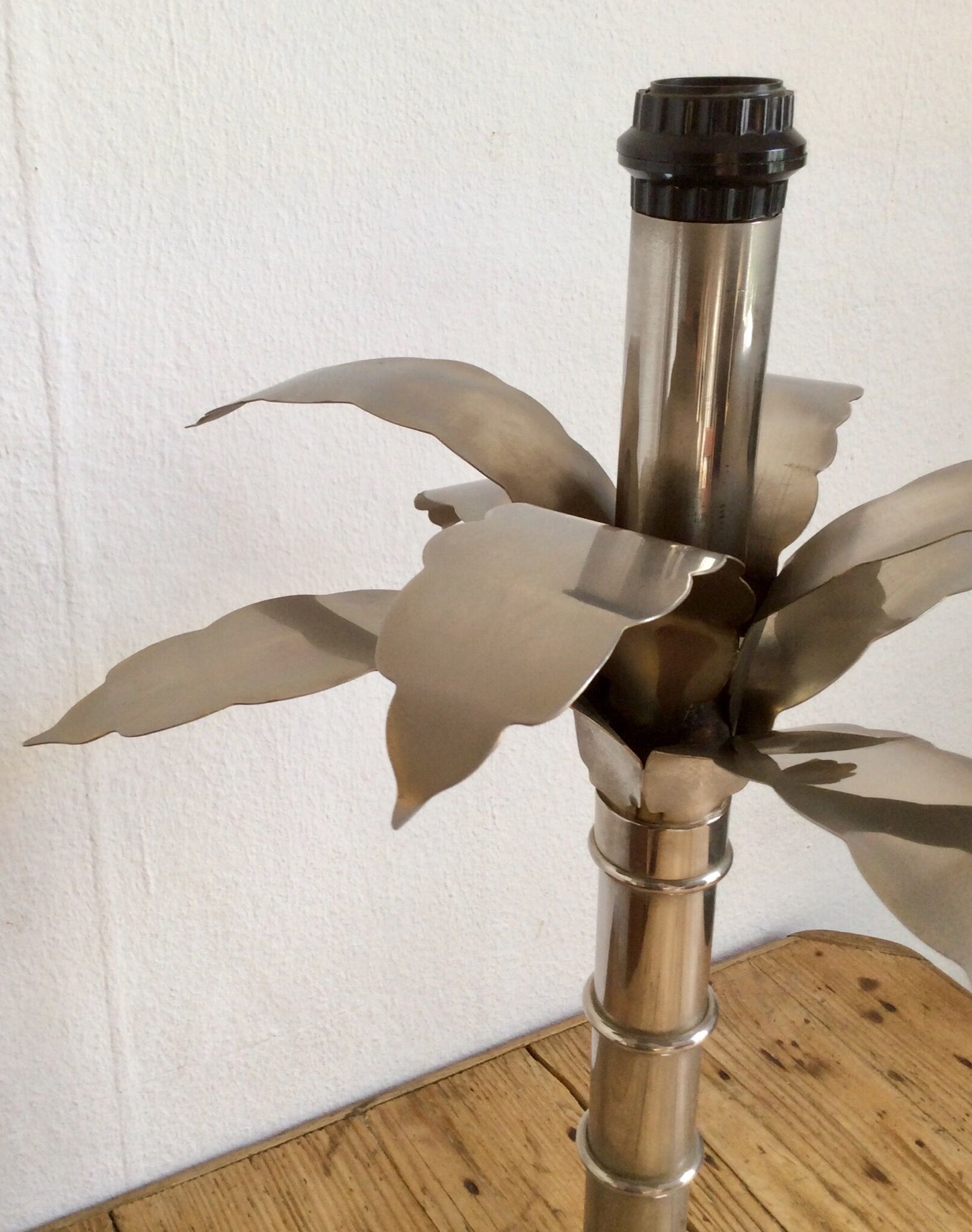 Nickel-plated brass, 70/80s Italy Palm lamp