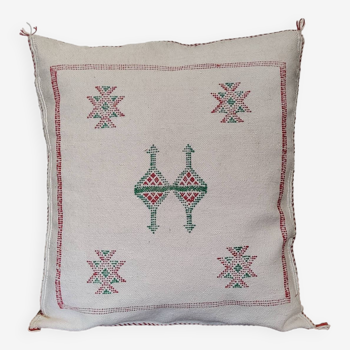 Berber Cushion Sabra White with Tribal Patterns