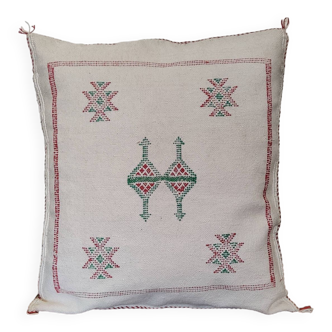 Berber Cushion Sabra White with Tribal Patterns