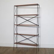Vintage self-supporting teak and metal shelf 1960