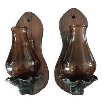 Pair of vintage candle holder sconces