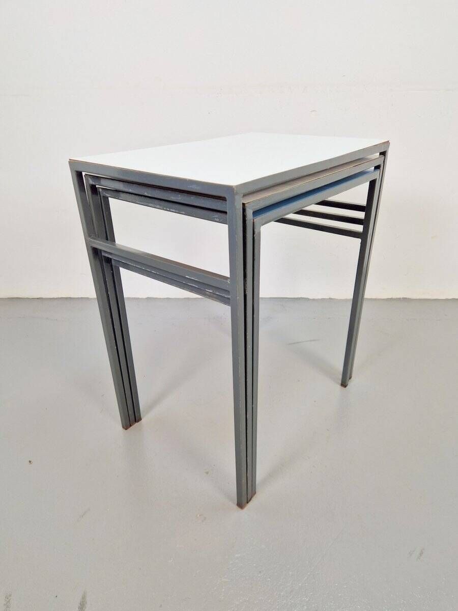 Vintage Mimi Nesting Tables in Metal and Teak by Formica, 1960s, Set of 3