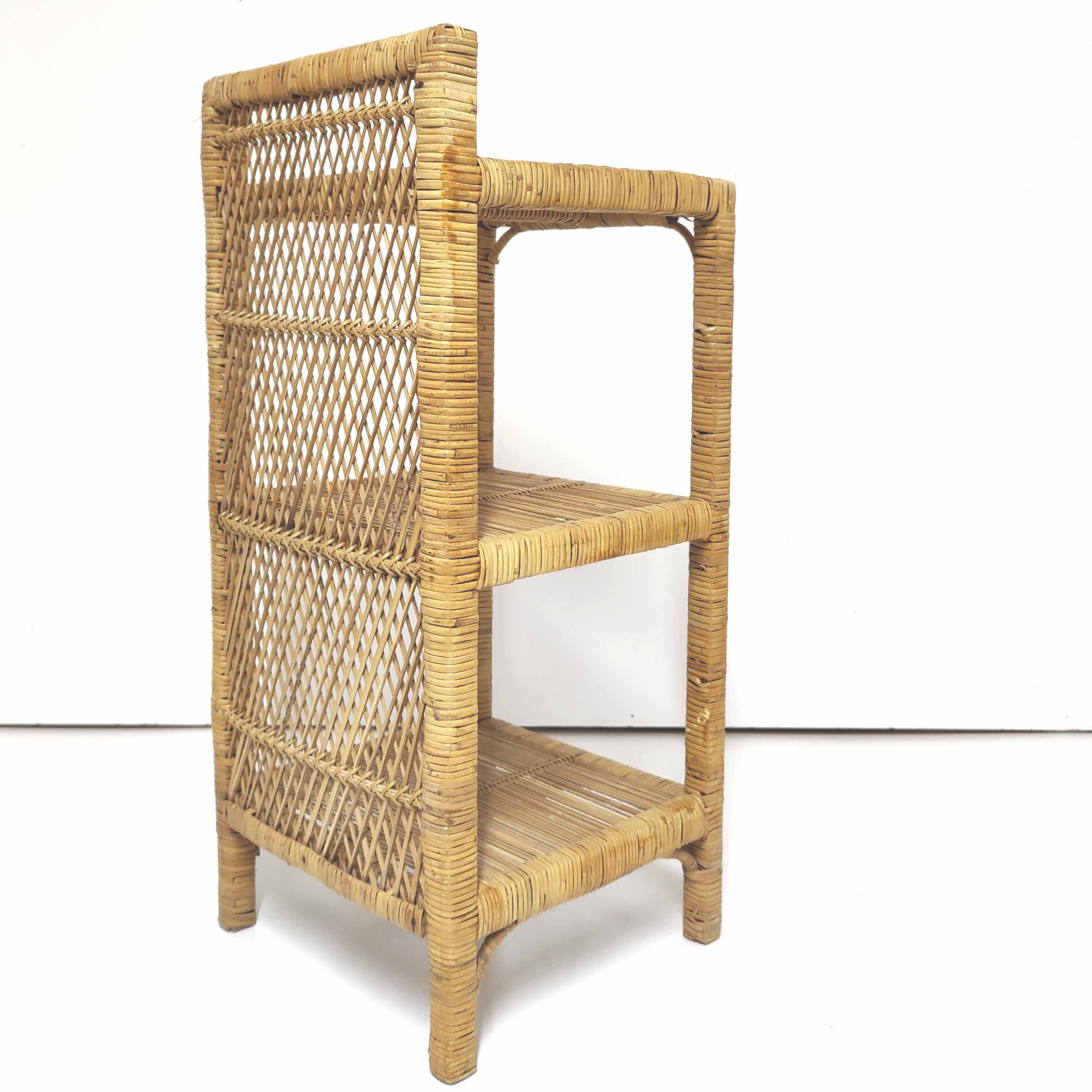 Vintage rattan bedside shelf and bamboo braiding