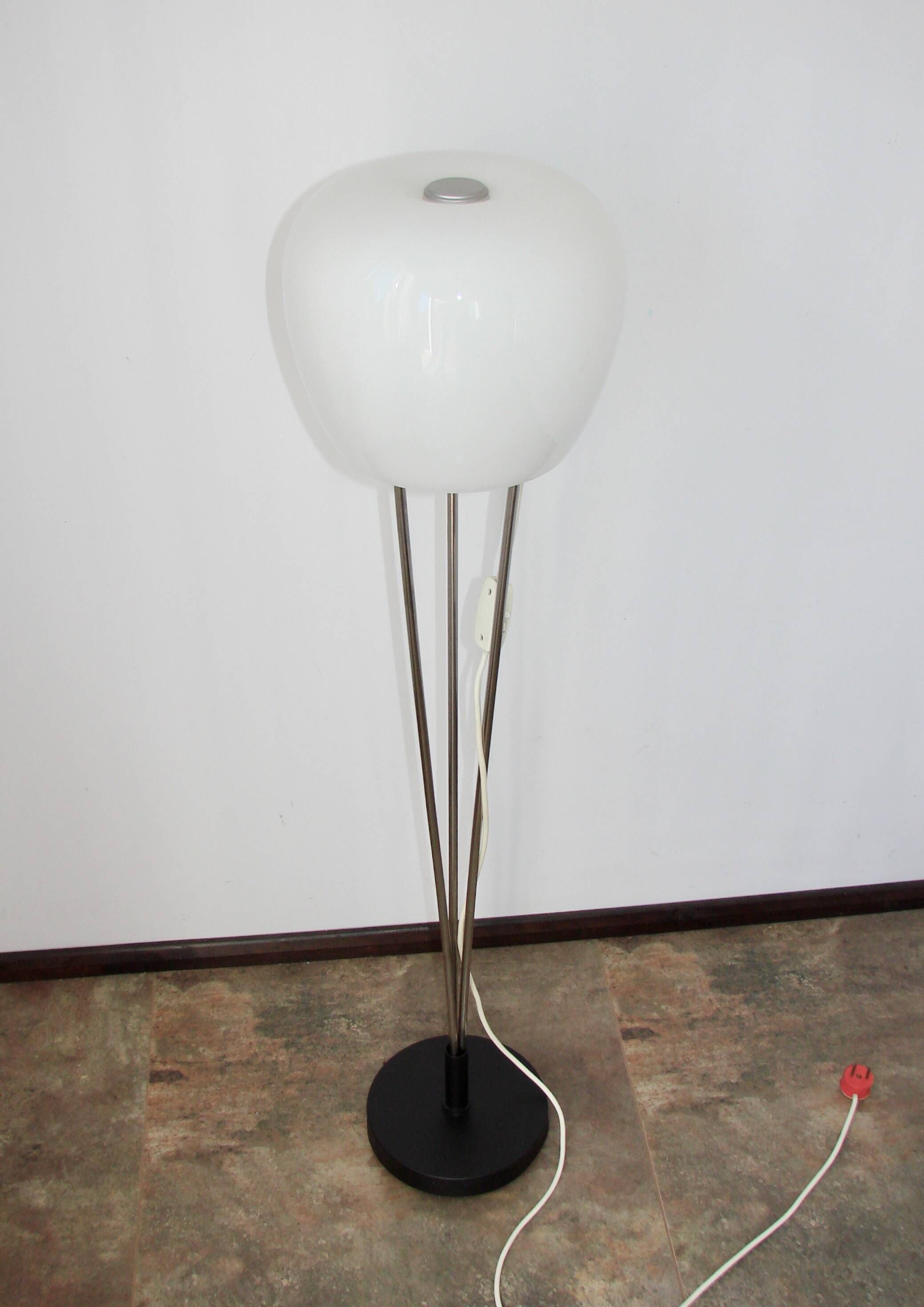 A. Gałęcki floor lamp, Poland, 1970s, metal and glass, vintage