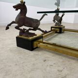 Old brass and gilded bronze table horses design from the 70s vintage Horses