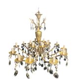 Lustre Napoléon III bronze laiton cristal 18 feux fin XIXème