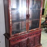 Asia 19th century: Ancient lacquer library, richly carved and adorned.