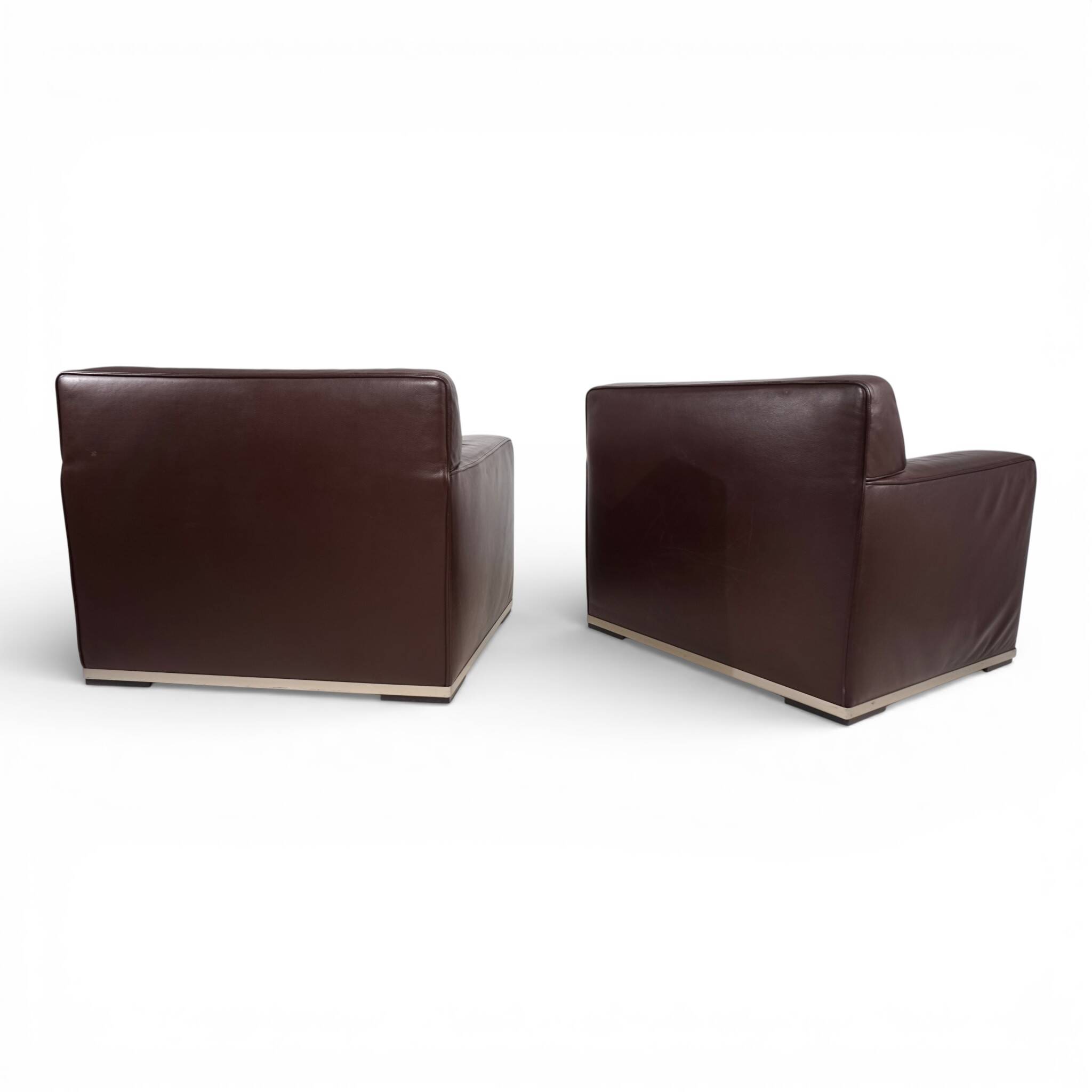 Set of 2 B&B Italia Maxalto Apta Imprimatur leather armchairs by Antonio Ci